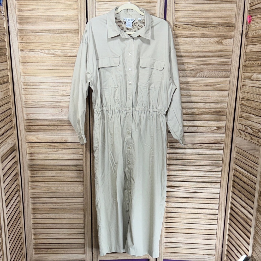 Together Beige Long Sleeve Jumpsuit Size 18 Vintage